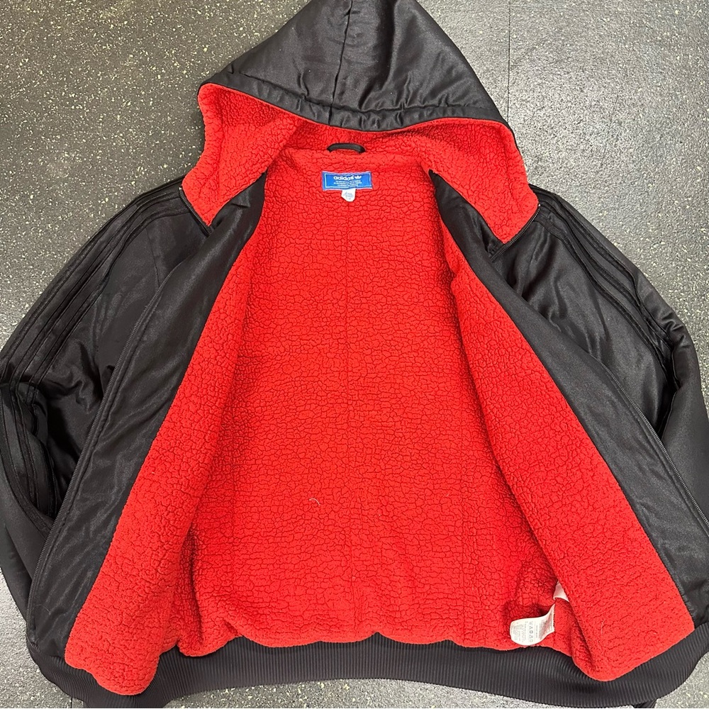 Adidas Black Bomber Jacket with Red Hood, Chile 62, Vintage & Rare - Picture 6 of 8